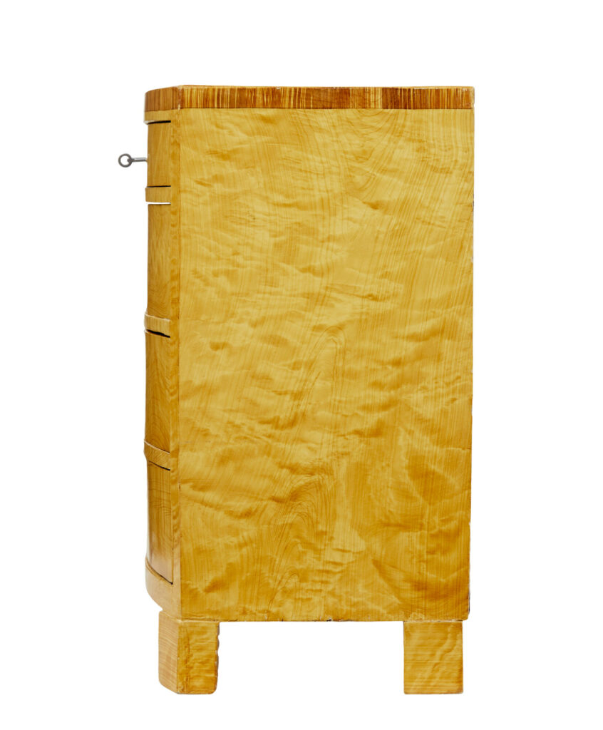 19th Century Simulated Birch Bowfront Chest of Drawers — image 6