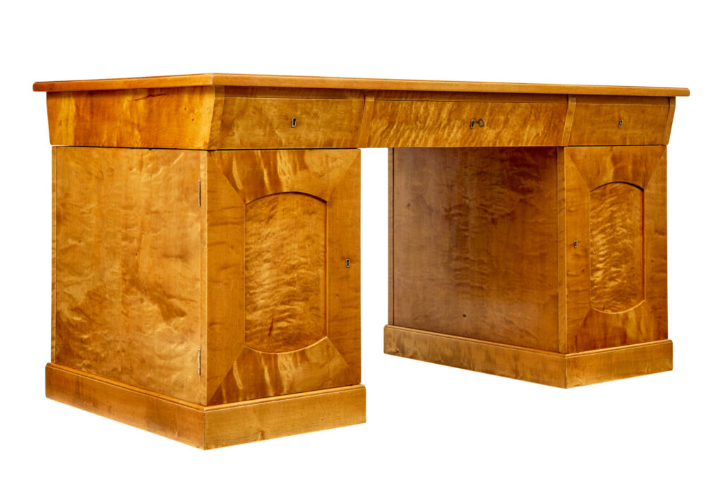Swedish Early 20th Century Birch Pedestal Desk