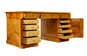 Swedish Early 20th Century Birch Pedestal Desk — thumbnail 10