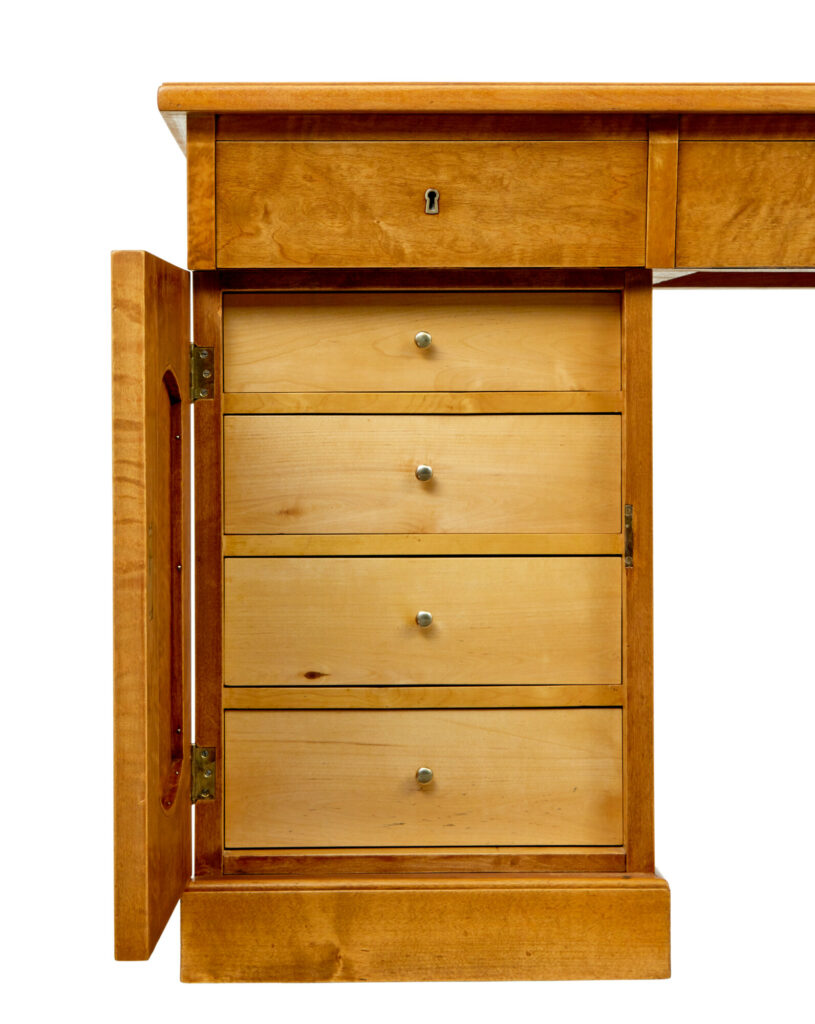 Swedish Early 20th Century Birch Pedestal Desk — image 7