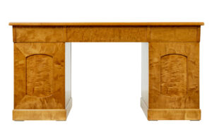Swedish Early 20th Century Birch Pedestal Desk — thumbnail 3