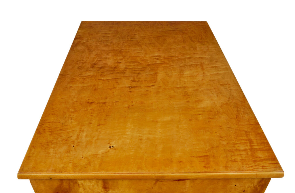 Swedish Early 20th Century Birch Pedestal Desk — image 2