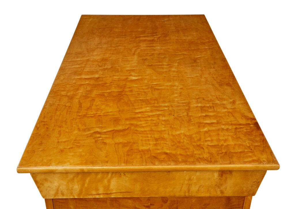 Swedish Early 20th Century Birch Pedestal Desk — image 11