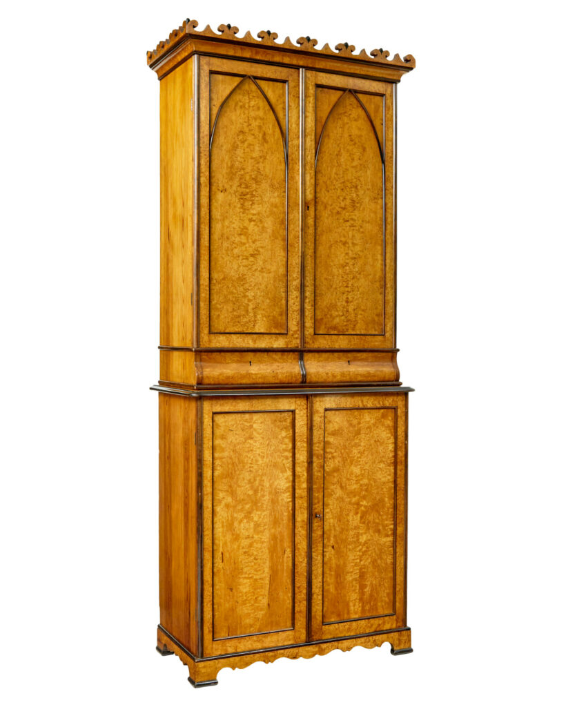 19th Century Birch and Pine Gothic Revival Architectural Cabinet — image 1