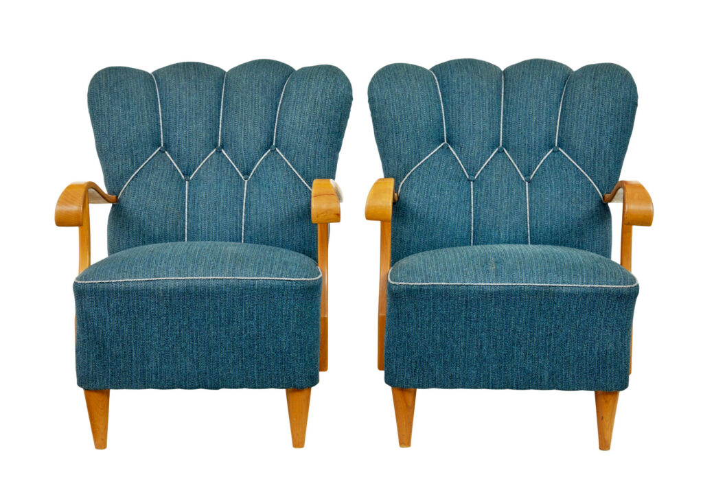 Pair of Scandinavian 1950’s Shell Back Armchairs — image 9