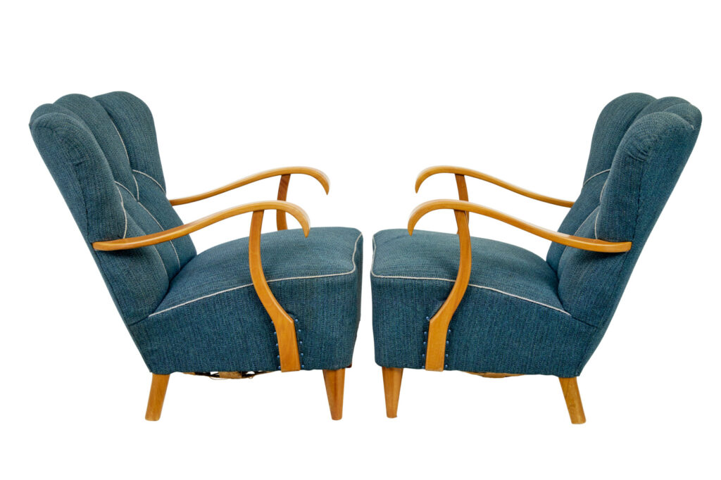Pair of Scandinavian 1950’s Shell Back Armchairs — image 7