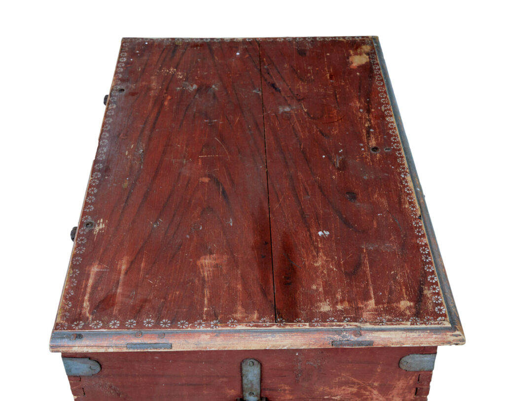 Early 19th Century Painted Pine Blanket Box — image 3
