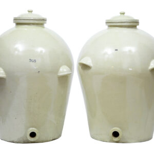 PAIR OF MASSIVE DOULTON OF LONDON RMS SHIPPING STONEWARE ALCOHOL JARS