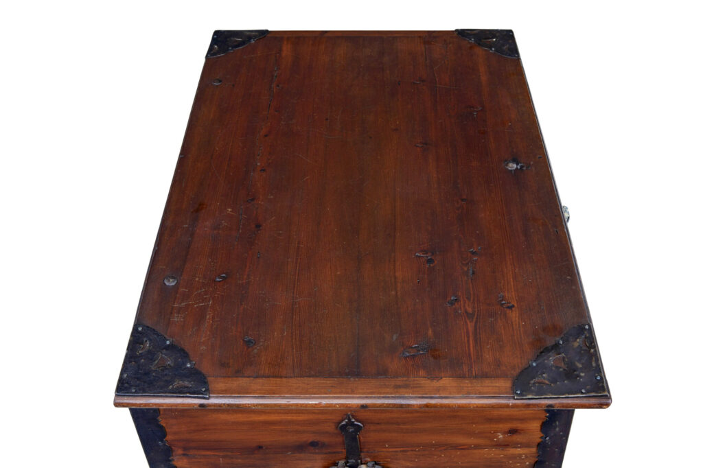 Early 19th Century Hand Decorated Swedish Pine Coffer — image 5
