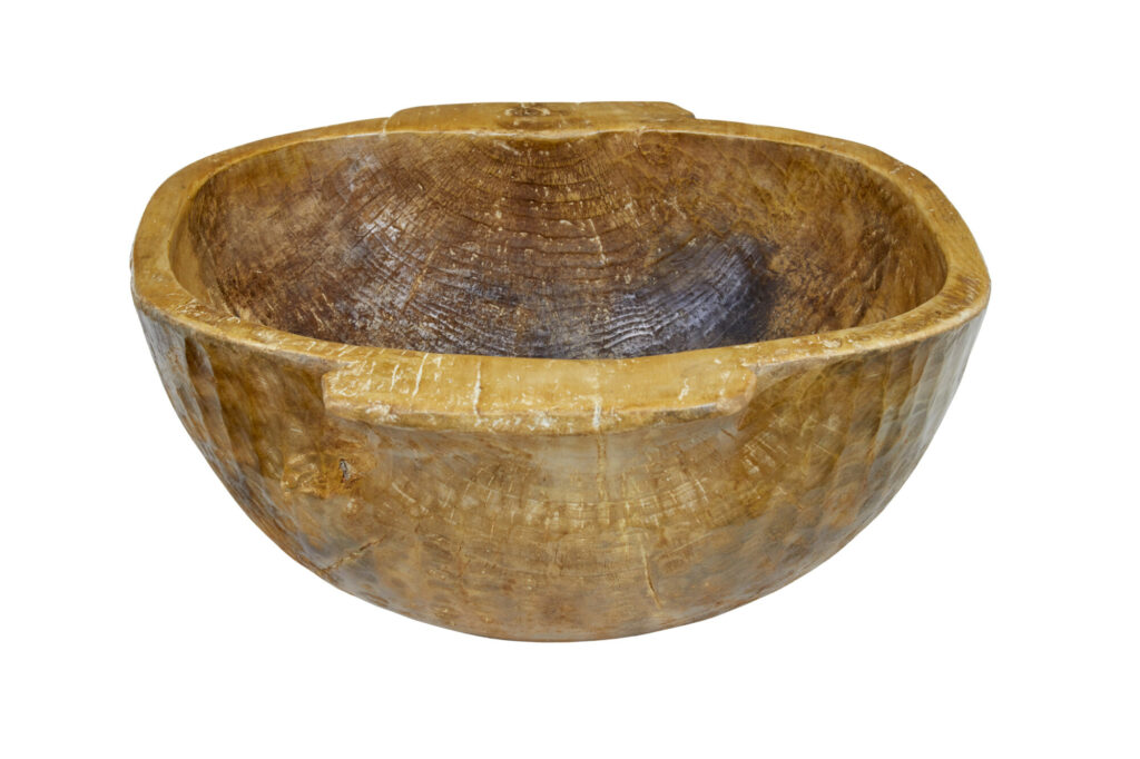 Large Early 20th Century Hand Carved Bowl — image 5
