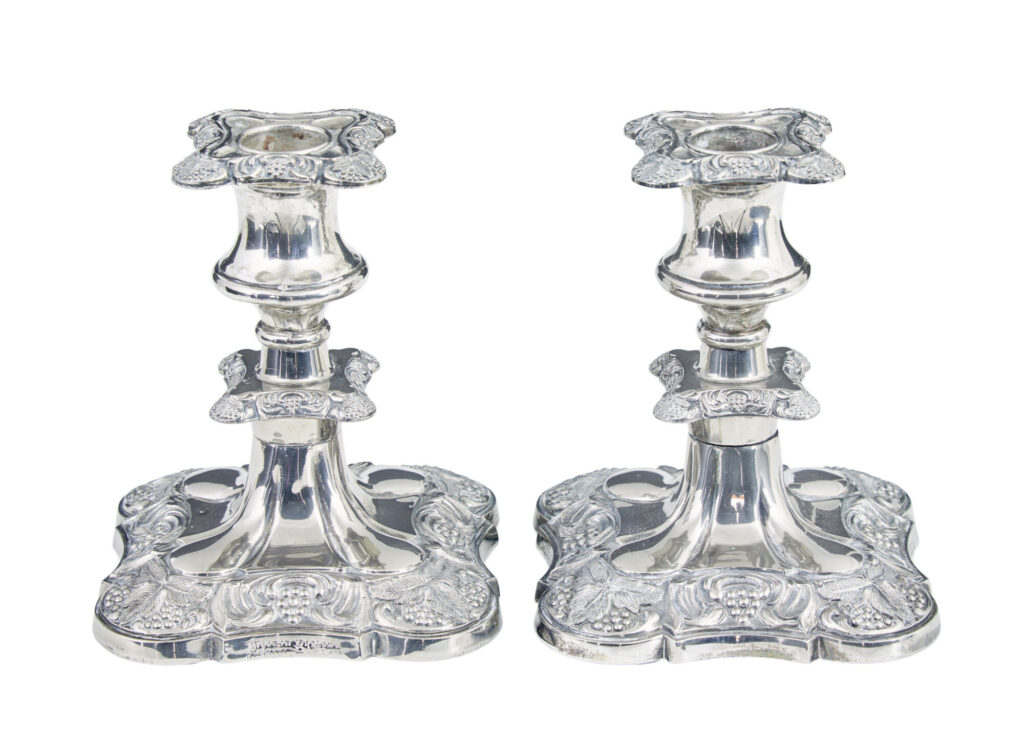 Pair of Silver Plate Candlesticks — image 2