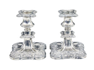 PAIR OF SILVER PLATE CANDLESTICKS