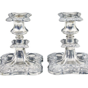 PAIR OF SILVER PLATE CANDLESTICKS