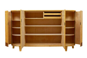 Mid Century Birch and Walnut Scandinavian Shaped Sideboard — thumbnail 2