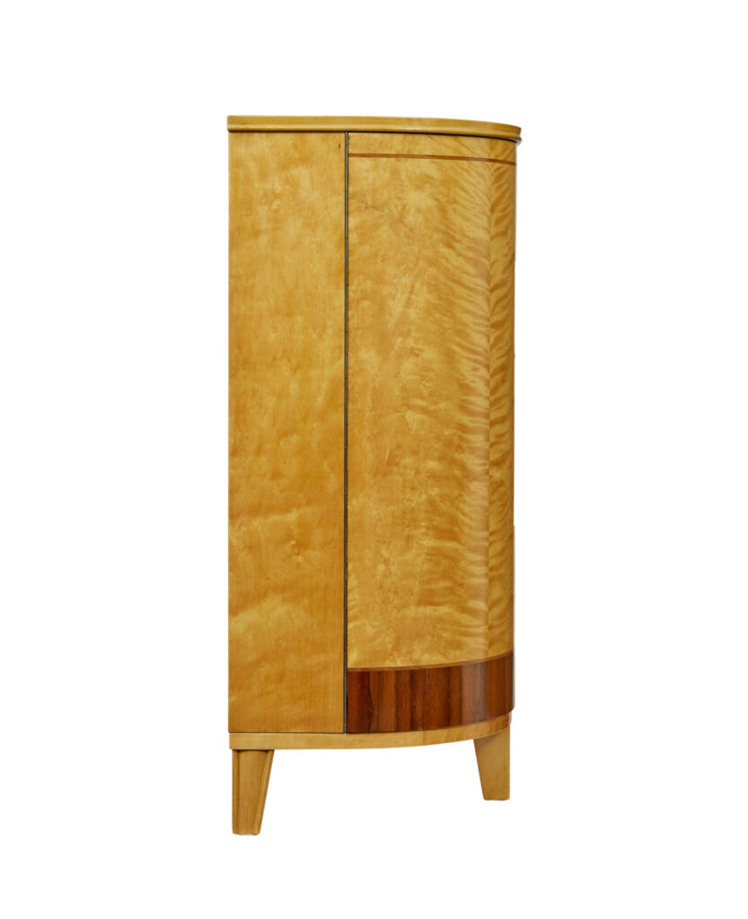 Mid Century Birch and Walnut Scandinavian Shaped Sideboard — image 9