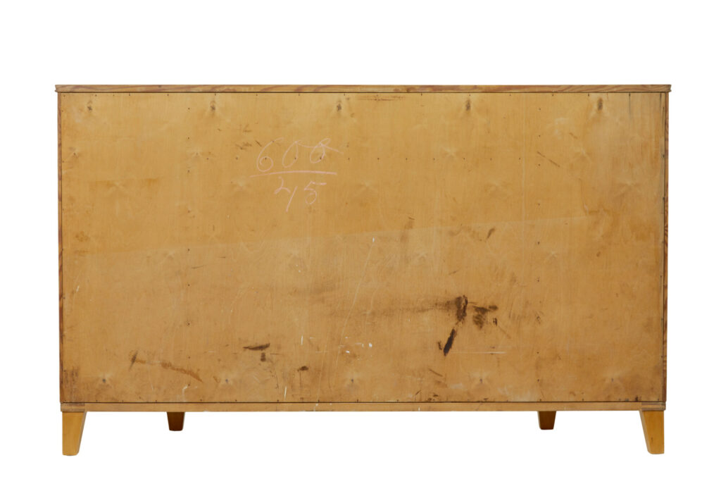 Mid Century Birch and Walnut Scandinavian Shaped Sideboard — image 8