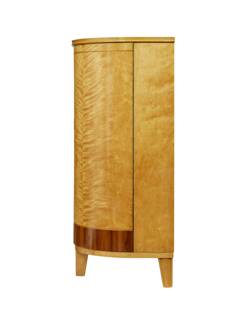 Mid Century Birch and Walnut Scandinavian Shaped Sideboard — image 7