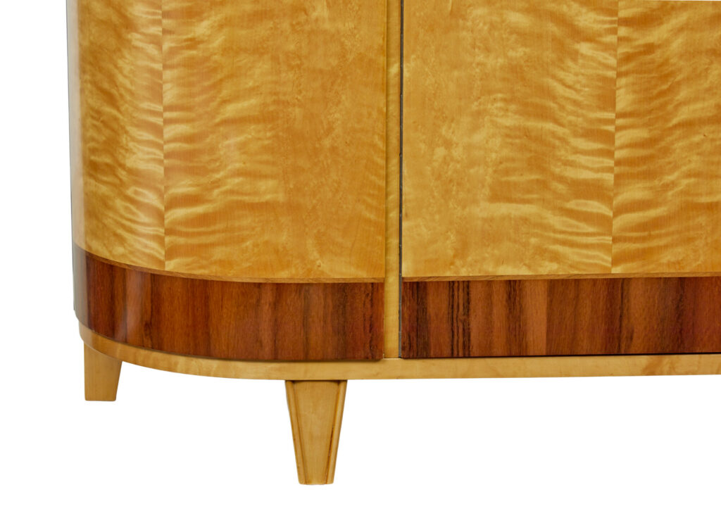 Mid Century Birch and Walnut Scandinavian Shaped Sideboard — image 6