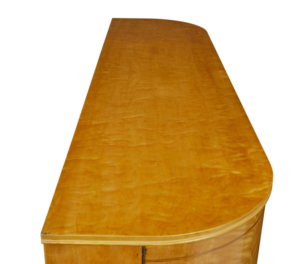 Mid Century Birch and Walnut Scandinavian Shaped Sideboard — image 4