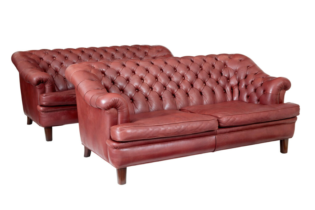 Pair of Mid 20th Century Leather Chesterfield Sofas