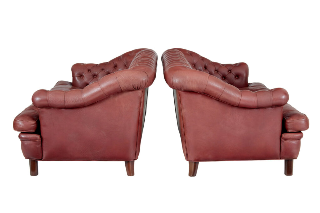 Pair of Mid 20th Century Leather Chesterfield Sofas — image 9