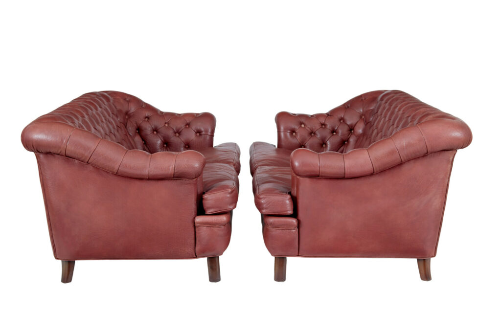 Pair of Mid 20th Century Leather Chesterfield Sofas — image 8