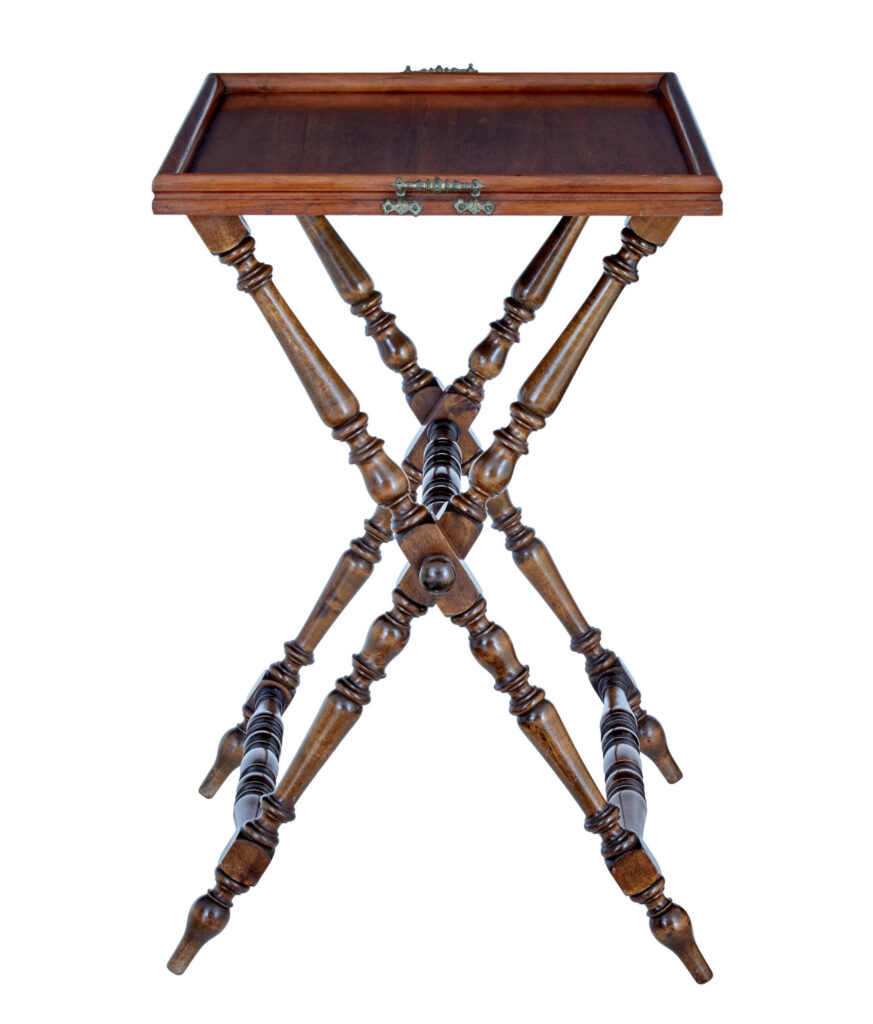 Early 20th Century Walnut Butlers Tray on Stand — image 6