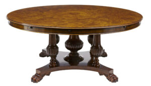 ENGLISH MADE CARVED WALNUT JUPE DINING TABLE