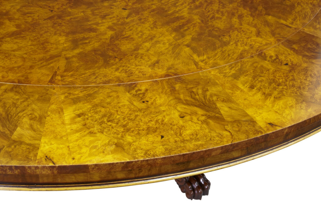 English Made Carved Walnut Jupe Dining Table — image 7