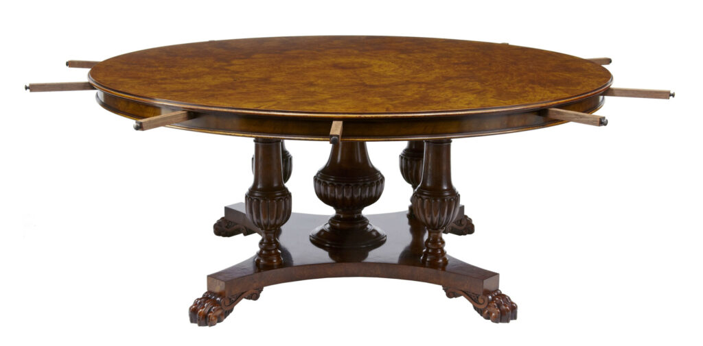 English Made Carved Walnut Jupe Dining Table — image 3