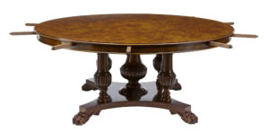 English Made Carved Walnut Jupe Dining Table — thumbnail 3