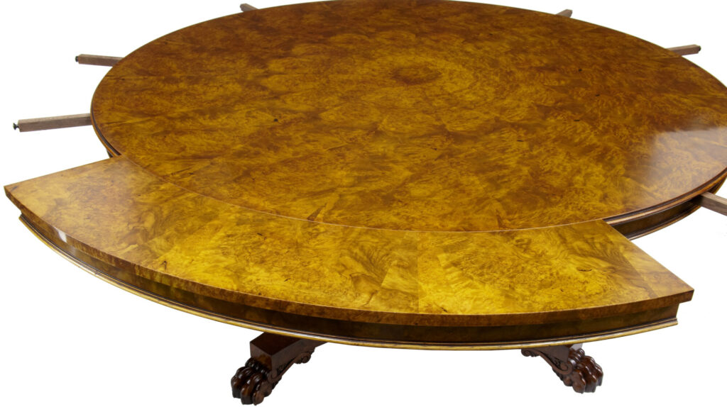 English Made Carved Walnut Jupe Dining Table — image 2