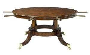 Large Regency Revival English Made Walnut Jupe Dining Table — thumbnail 7