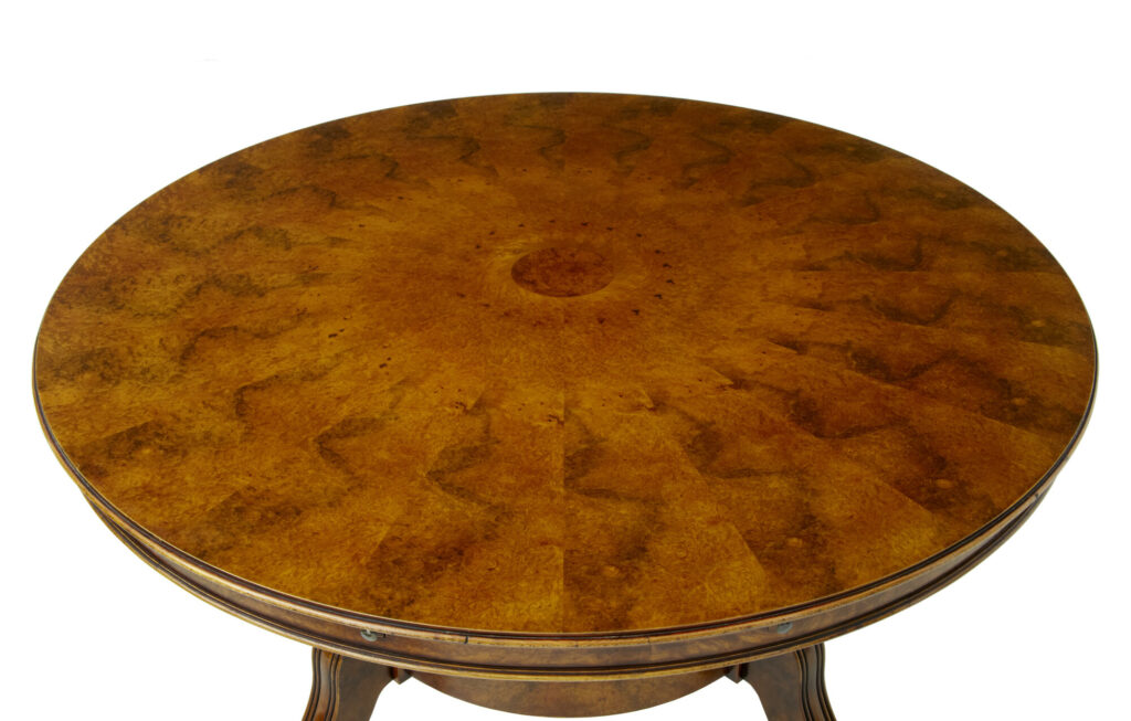 Large Regency Revival English Made Walnut Jupe Dining Table — image 6