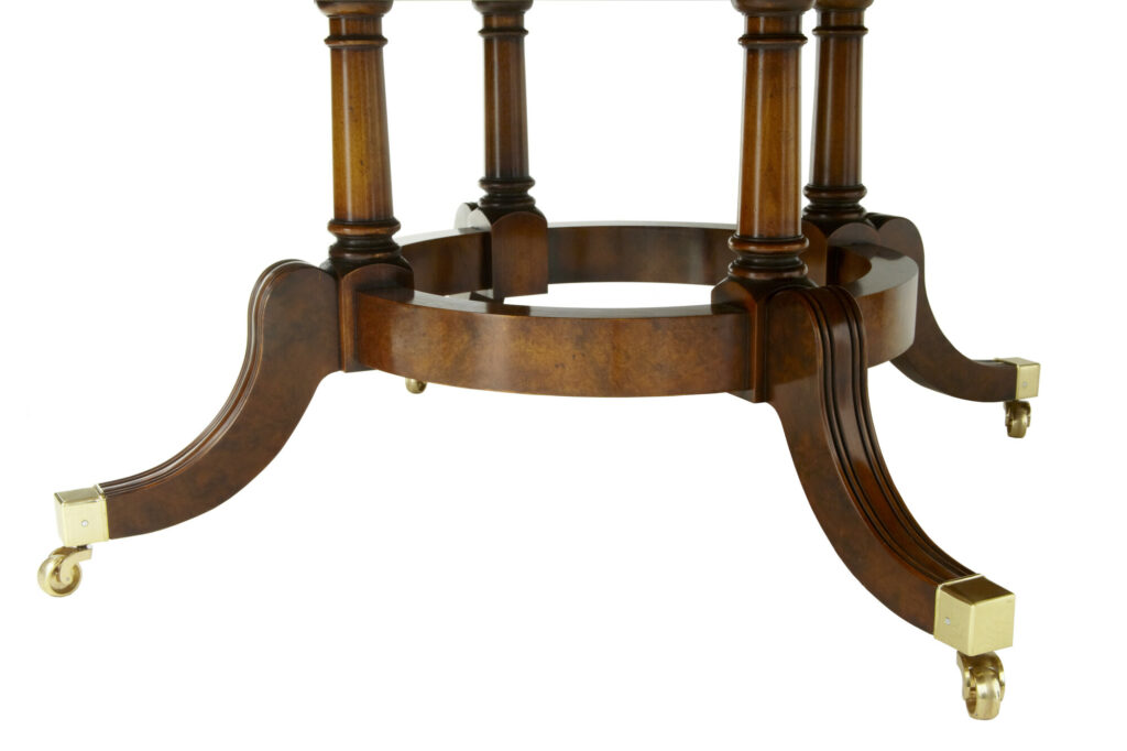 Large Regency Revival English Made Walnut Jupe Dining Table — image 2