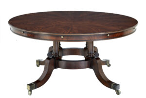 Large Regency Revival English Made Mahogany Jupe Dining Table — thumbnail 4