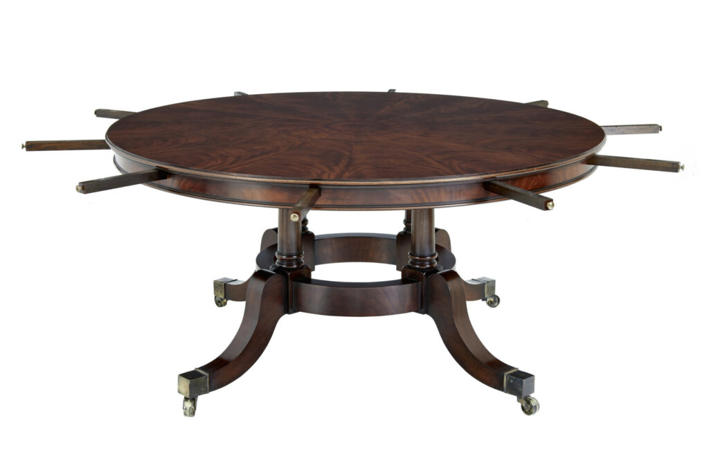 Large Regency Revival English Made Mahogany Jupe Dining Table — image 3