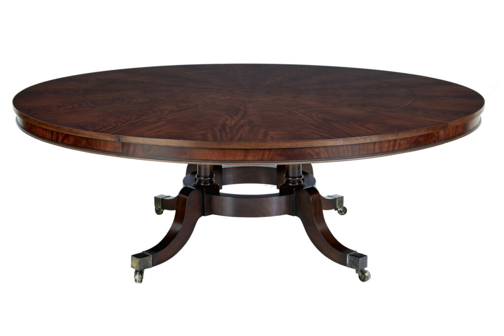 Large Regency Revival English Made Mahogany Jupe Dining Table — image 2