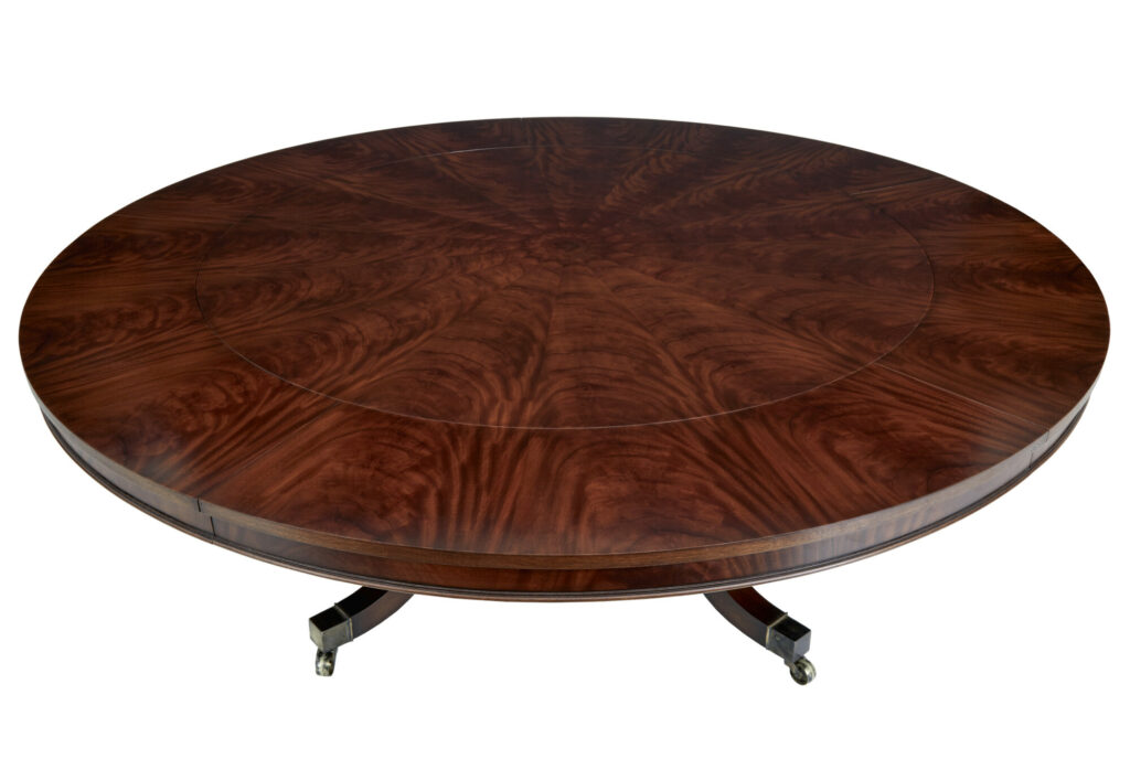 Large Regency Revival English Made Mahogany Jupe Dining Table — image 7