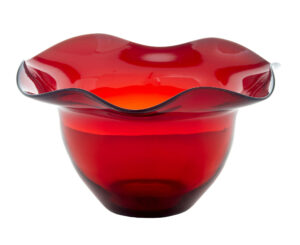 MID 20TH CENTURY SHAPED RED ART GLASS VASE BY MONICA BRATT