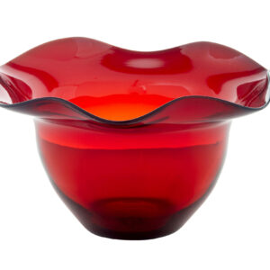MID 20TH CENTURY SHAPED RED ART GLASS VASE BY MONICA BRATT