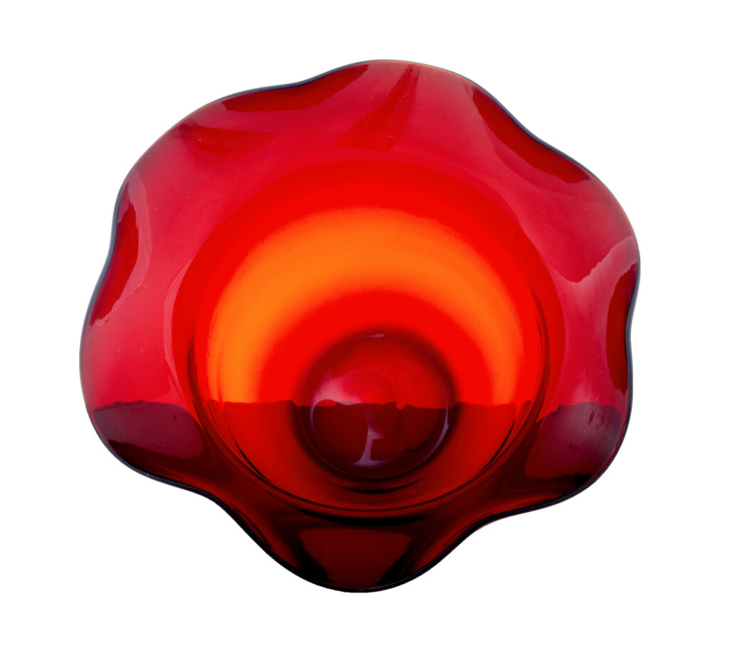 Mid 20th Century Shaped Red Art Glass Vase by Monica Bratt — image 3