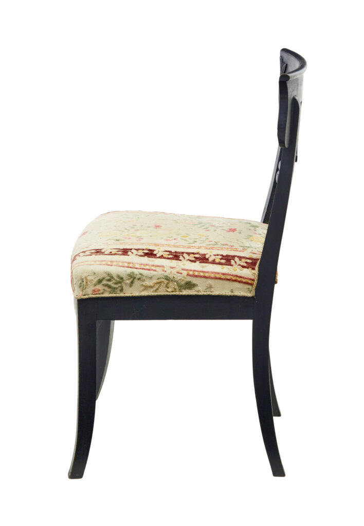 Set of 6 Scandinavian Carved and Hand Painted Dining Chairs — image 7