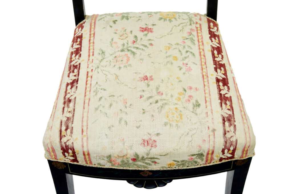 Set of 6 Scandinavian Carved and Hand Painted Dining Chairs — image 3