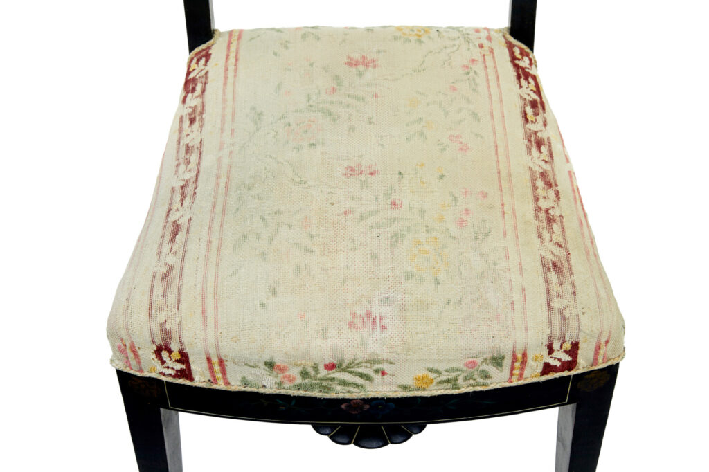 Set of 6 Scandinavian Carved and Hand Painted Dining Chairs — image 2