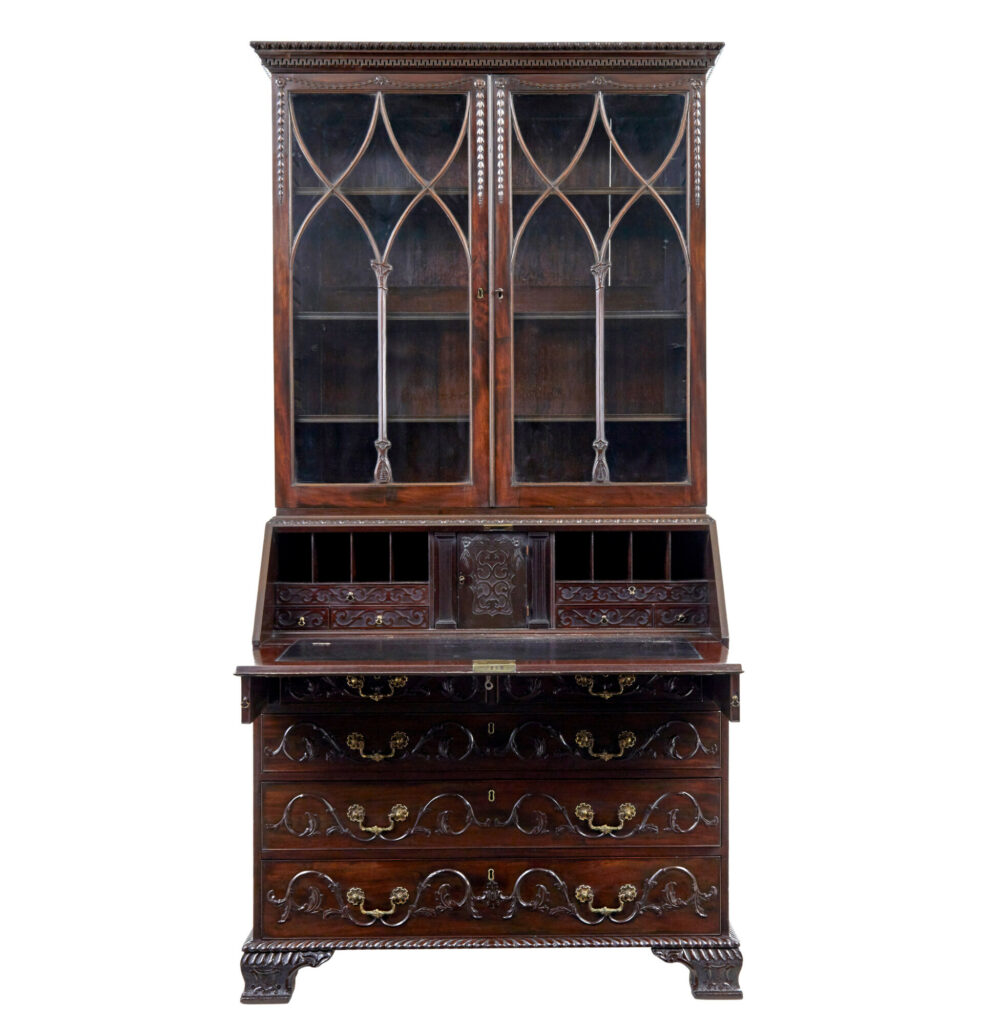 Early 19th Century Carved Mahogany Bureau Bookcase — image 11