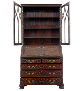 Early 19th Century Carved Mahogany Bureau Bookcase — thumbnail 10