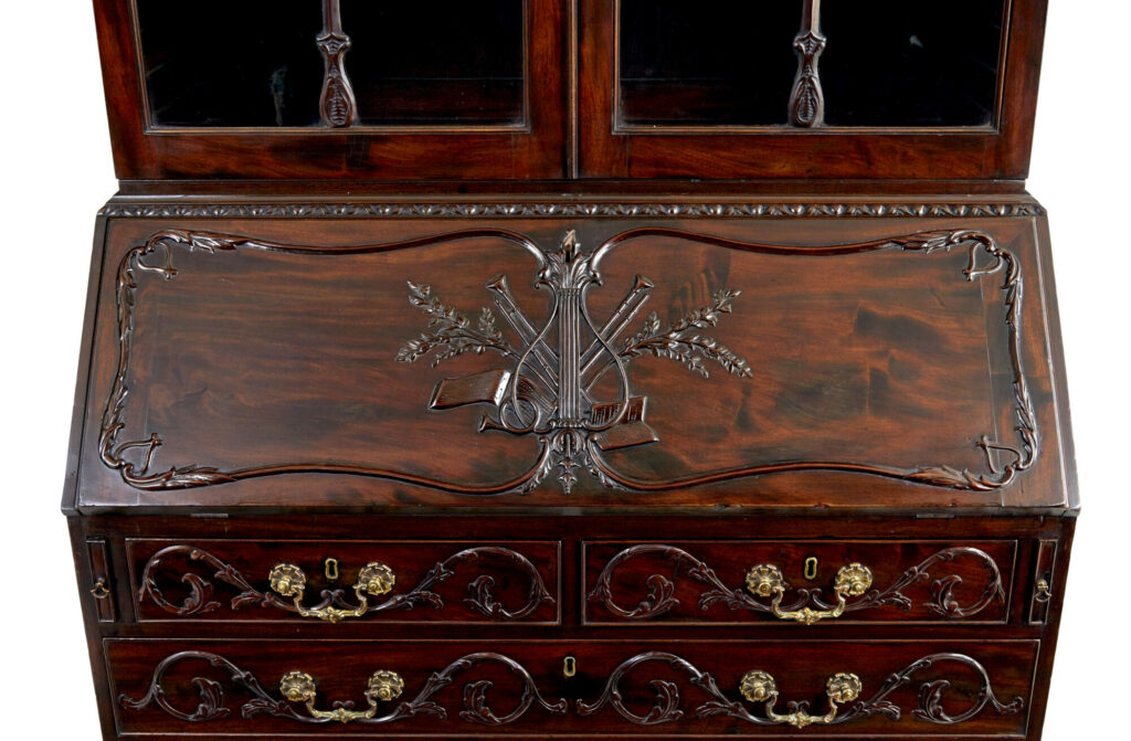 Early 19th Century Carved Mahogany Bureau Bookcase — image 3