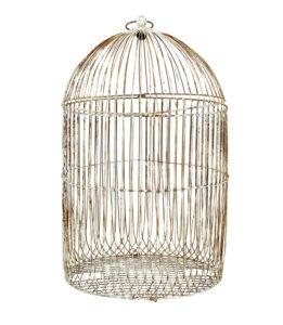 19TH CENTURY LARGE WIRE FRAME DECORATIVE BIRD CAGE