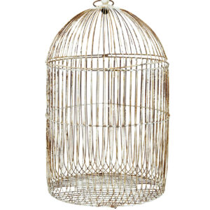 19TH CENTURY LARGE WIRE FRAME DECORATIVE BIRD CAGE